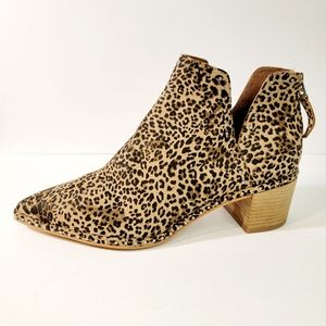 ♡New Dolce Vita Animal Print Booties, Pointed Toe, Wood Block Heel Sz 9